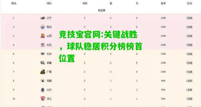 竞技宝官网:关键战胜，球队稳居积分榜榜首位置