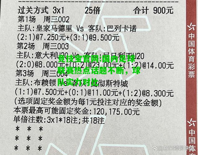 竞技宝官网:国内足球联赛热点话题不断，球队实力对比